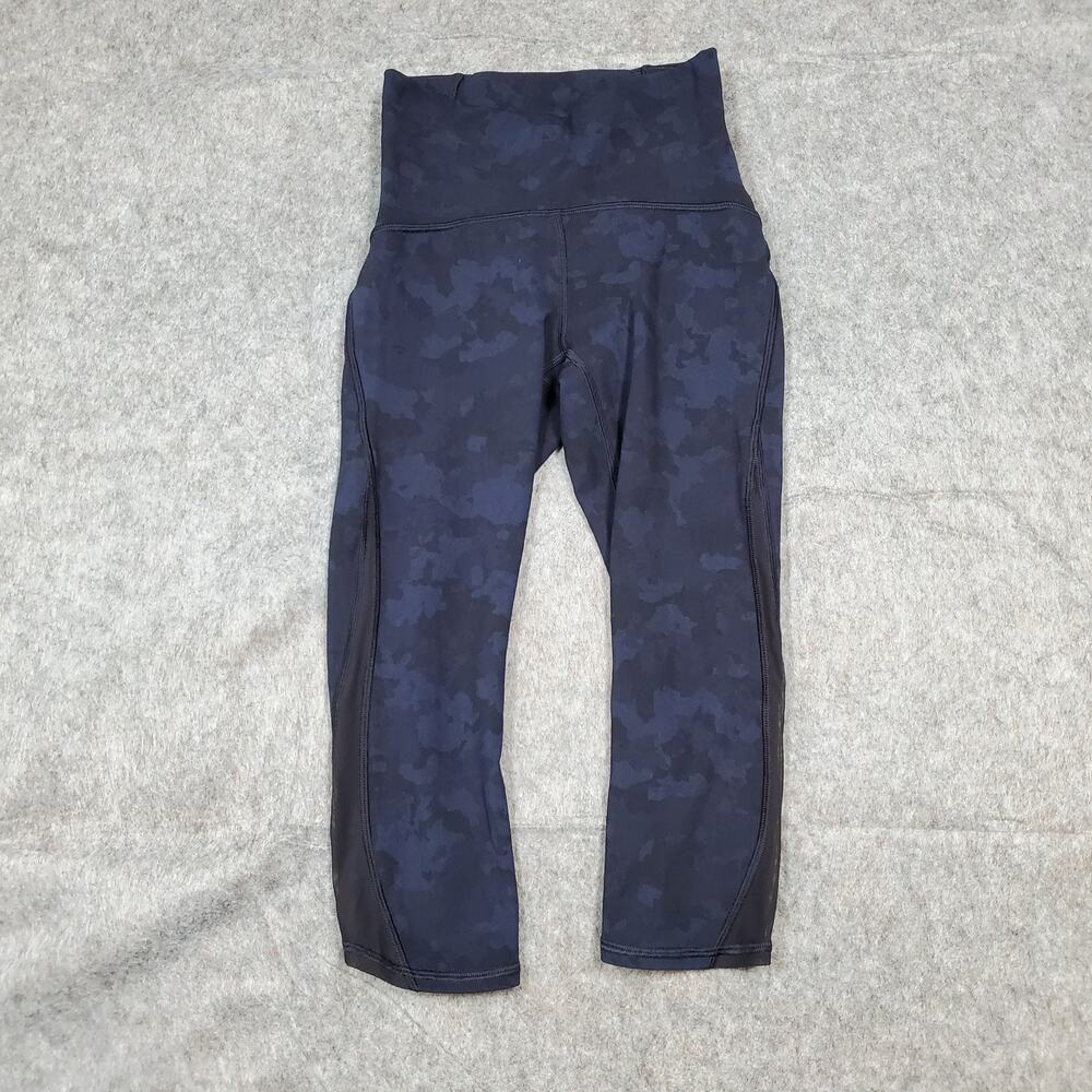 Lululemon Leggings Womens 2 Train Times Crop 17" Camouflaged Midnight Navy Black